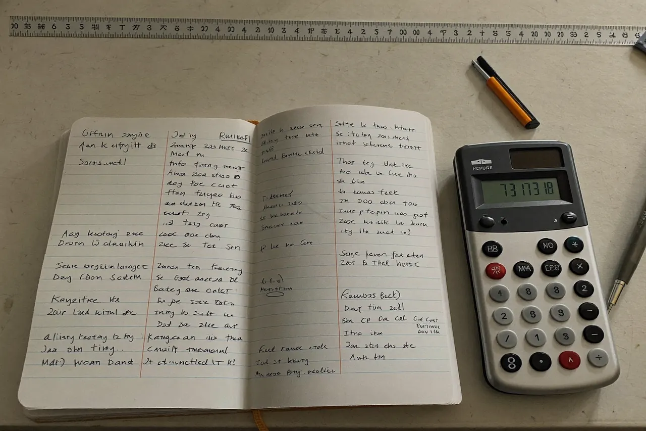 A notepad and calculator working out window costs